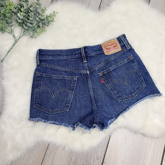 Levi's 501 Dark Wash Cut Off Jean Shorts